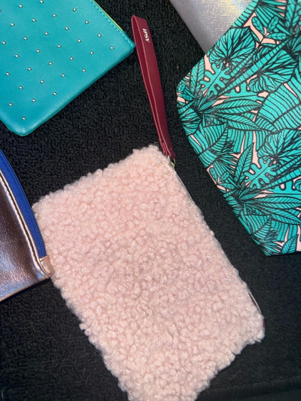 Cozy Pink Sherpa Wristlet Pouch